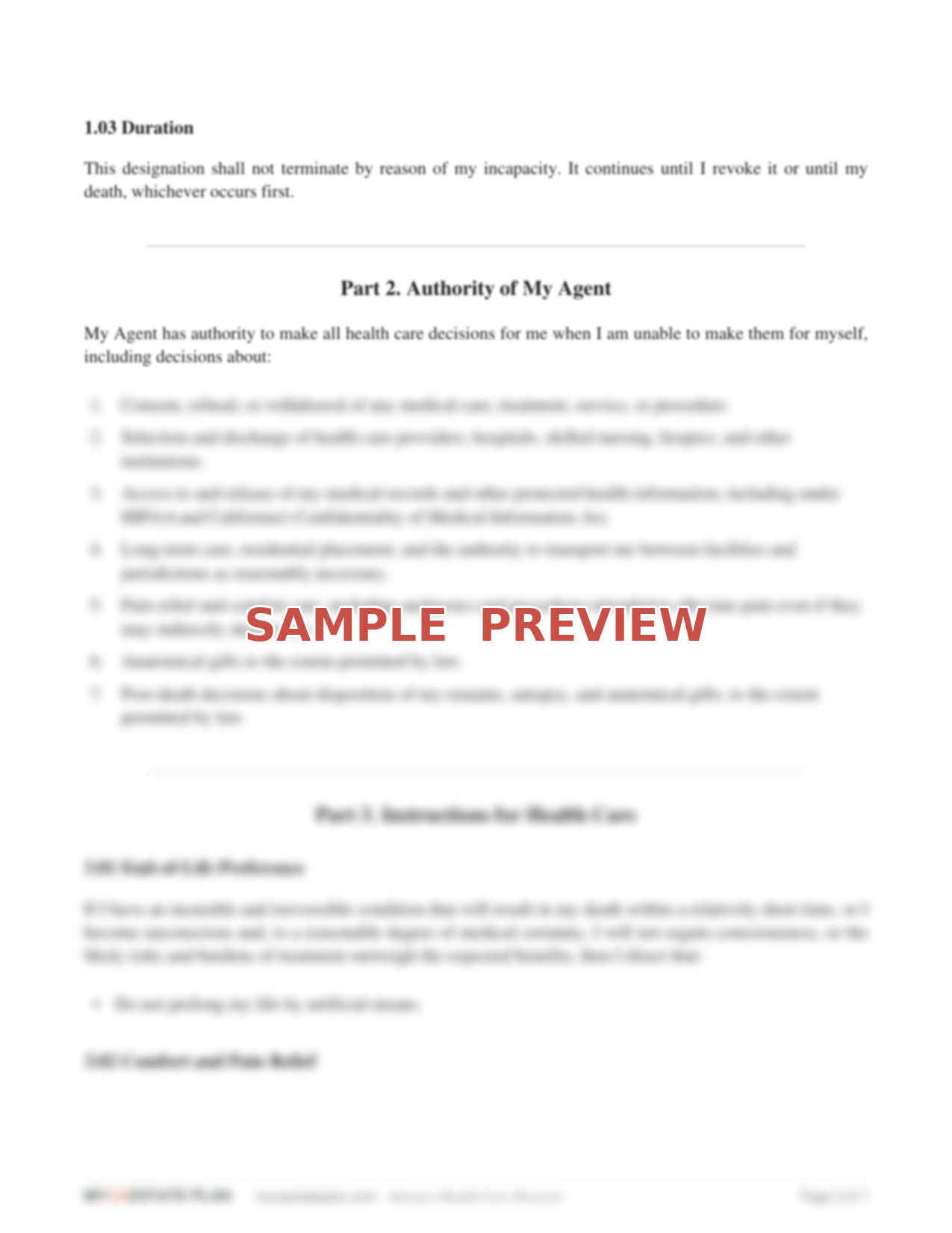 Preview of the Advance Health Care Directive